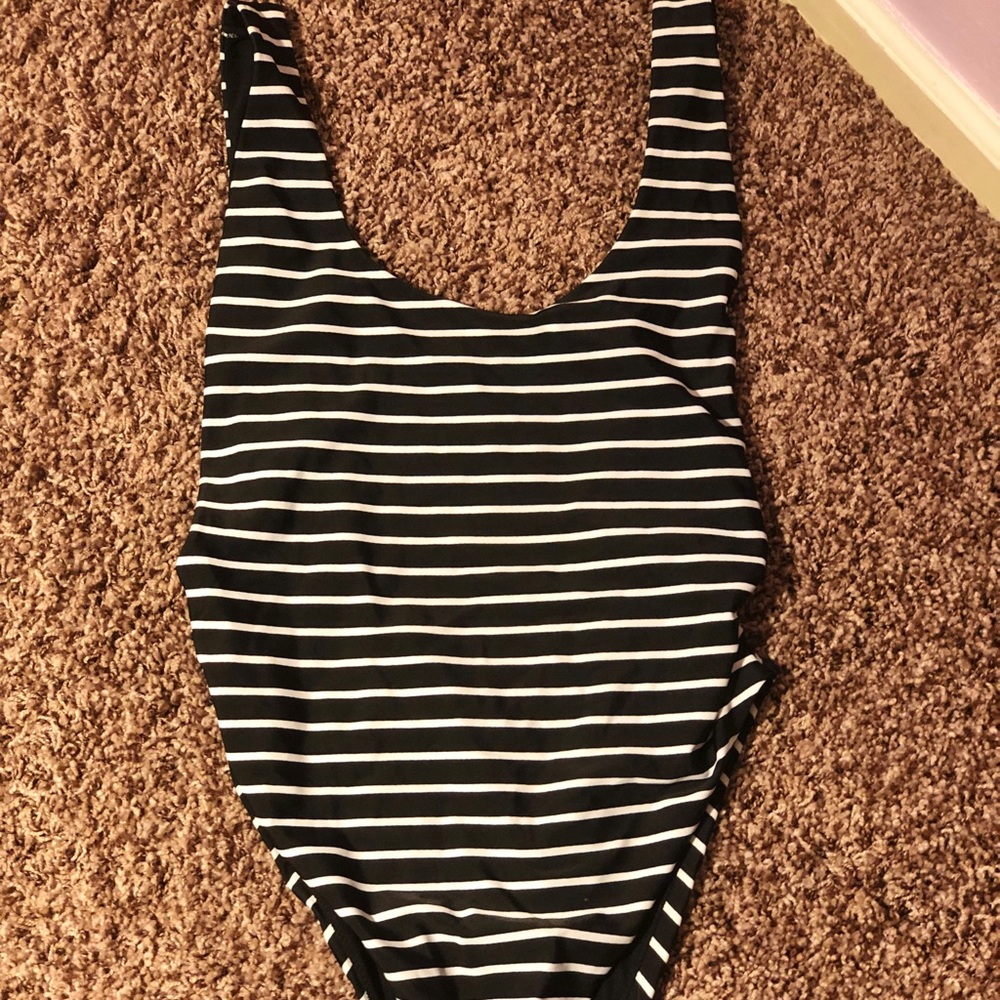 Black and White Striped Aerie One Piece